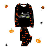 Halloween Matching Family Pajamas Exclusive Design Happy Halloween Pumpkin Ghost Faces Print Black Pajamas Set