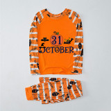 Halloween Matching Family Pajamas Exclusive Design October 31 Pumpkin Orange Stripes Pajamas Set
