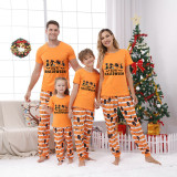 Halloween Matching Family Pajamas Exclusive Design Four Cats Orange Stripes Pajamas Set