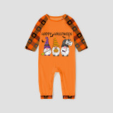Halloween Matching Family Pajamas Exclusive Design Three Gnomies Trick Or Treat Orange Plaids Pajamas Set