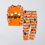 Halloween Matching Family Pajamas Exclusive Design Three Ghosts Orange Stripes Pajamas Set