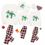 Christmas Matching Family Pajamas Exclusive Design Xmas Tree Dinosaur Feliz Navidad White Pajamas Set