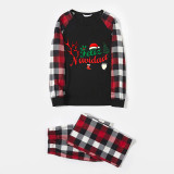 Christmas Matching Family Pajamas Exclusive Design Reindeer Antlers Feliz Navidad Black Red Plaids Pajamas Set
