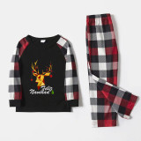 Christmas Matching Family Pajamas Exclusive Design Stars Deer Feliz Navidad Black Red Plaids Pajamas Set