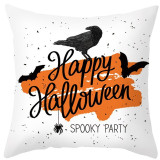 Happy Halloween 4PCS Home Cotton Decorative Gost Pattern Throw Pillow Case Cushion Covers For Sofa Couch Bed Chair