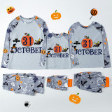 Halloween Matching Family Pajamas Exclusive Design October 31 Pumpkin White Pajamas Set