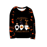 Halloween Matching Family Pajamas Exclusive Design Three Gnomies Pumpkin Ghost Faces Print Black Pajamas Set
