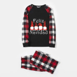 Christmas Matching Family Pajamas Exclusive Design Gnomies Feliz Navidad Black Red Plaids Pajamas Set