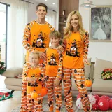 Halloween Matching Family Pajamas Exclusive Design Gnomies And Pumpkin Orange Stripes Pajamas Set