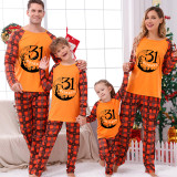 Halloween Matching Family Pajamas Exclusive Design October 31 Tree Orange Plaids Pajamas Set