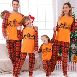 Halloween Matching Family Pajamas Exclusive Design October 31 Pumpkin Orange Plaids Pajamas Set