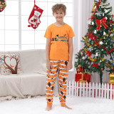 Halloween Matching Family Pajamas Exclusive Design Happy Halloween Orange Stripes Pajamas Set