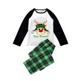 Christmas Matching Family Pajamas Exclusive Design Deer Head with Hat Feliz Navidad Green Plaids Pajamas Set