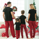 Christmas Matching Family Pajamas Exclusive Design Colorful String Lights WordArt Feliz Navidad Black Pajamas Set