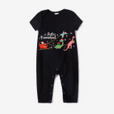 Christmas Matching Family Pajamas Exclusive Design Santa Claus Dinosaurs Feliz Navidad Black Pajamas Set