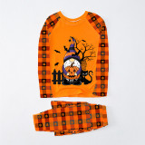 Halloween Matching Family Pajamas Exclusive Design Gnomies And Pumpkin Orange Plaids Pajamas Set