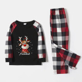 Christmas Matching Family Pajamas Exclusive Design Snowflake Deer Feliz Navidad Black Red Plaids Pajamas Set