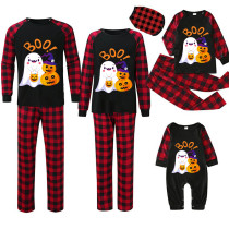 Halloween Matching Family Pajamas Exclusive Design Boo Ghost And Pumpkin Black Pajamas Set