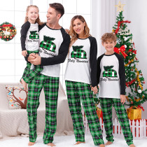 Christmas Matching Family Pajamas Exclusive Design Recreational Vehicles Feliz Navidad Green Plaids Pajamas Set