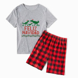 Christmas Matching Family Pajamas Exclusive Design Three Dinosaurs Feliz Navidad Short Pajamas Set
