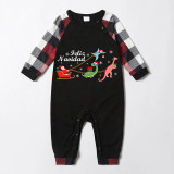 Christmas Matching Family Pajamas Exclusive Design Santa Claus Dinosaurs Feliz Navidad Black Red Plaids Pajamas Set