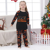 Halloween Matching Family Pajamas Exclusive Design Four Cats Pumpkin Ghost Faces Print Black Pajamas Set