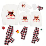 Christmas Matching Family Pajamas Exclusive Design Deer Head with Hat Feliz Navidad White Pajamas Set