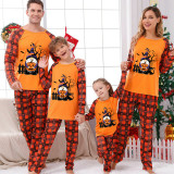 Halloween Matching Family Pajamas Exclusive Design Gnomies And Pumpkin Orange Plaids Pajamas Set
