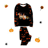 Halloween Matching Family Pajamas Exclusive Design Three Gnomies In The Car Pumpkin Ghost Faces Print Black Pajamas Set