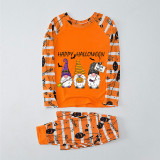 Halloween Matching Family Pajamas Exclusive Design Three Gnomies Trick Or Treat Orange Stripes Pajamas Set