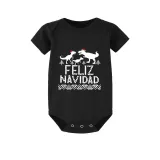 Christmas Matching Family Pajamas Exclusive Design Three Dinosaurs Feliz Navidad Black Pajamas Set