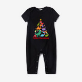 Christmas Matching Family Pajamas Exclusive Design Colorful Dinosaurs Feliz Navidad Black Pajamas Set