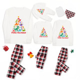 Christmas Matching Family Pajamas Exclusive Design Colorful Dinosaurs Feliz Navidad White Pajamas Set