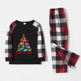 Christmas Matching Family Pajamas Exclusive Design Colorful Dinosaurs Feliz Navidad Black Red Plaids Pajamas Set