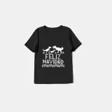 Christmas Matching Family Pajamas Exclusive Design Three Dinosaurs Feliz Navidad Black Pajamas Set