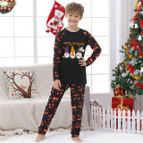 Halloween Matching Family Pajamas Exclusive Design Three Gnomies Trick Or Treat Pumpkin Ghost Faces Print Black Pajamas Set