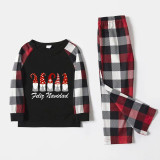 Christmas Matching Family Pajamas Exclusive Design Gnomies  Feliz Navidad Black Red Plaids Pajamas Set