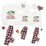 Christmas Matching Family Pajamas Exclusive Design Three Dinosaurs Feliz Navidad White Pajamas Set