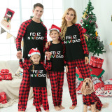 Christmas Matching Family Pajamas Exclusive Design Cartoon Feliz Navidad Black Pajamas Set