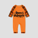 Halloween Matching Family Pajamas Exclusive Design Horror Happy Halloween Orange Plaids Pajamas Set