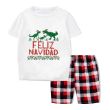 Christmas Matching Family Pajamas Exclusive Design Three Dinosaurs Feliz Navidad Short Pajamas Set