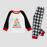 Christmas Matching Family Pajamas Exclusive Design Colorful Dinosaurs Feliz Navidad White Pajamas Set