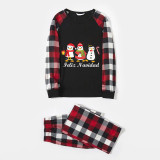 Christmas Matching Family Pajamas Exclusive Design Three Penguins Feliz Navidad Black Red Plaids Pajamas Set