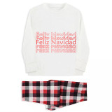 Christmas Matching Family Pajamas Exclusive Design WordArt Feliz Navidad White Pajamas Set
