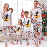 Halloween Matching Family Pajamas Exclusive Design Cat And Pumpkin White Pajamas Set