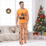 Halloween Matching Family Pajamas Exclusive Design Gnomies And Pumpkin Orange Stripes Pajamas Set