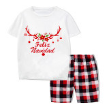 Christmas Matching Family Pajamas Exclusive Design Reindeer Antlers With Decoration Feliz Navidad Short Pajamas Set