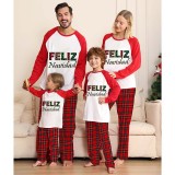 Christmas Matching Family Pajamas Exclusive Design Colorful String Lights WordArt Feliz Navidad Gray Pajamas Set