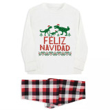 Christmas Matching Family Pajamas Exclusive Design Three Dinosaurs Feliz Navidad White Pajamas Set