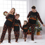Halloween Matching Family Pajamas Exclusive Design Four Cats Pumpkin Ghost Faces Print Black Pajamas Set